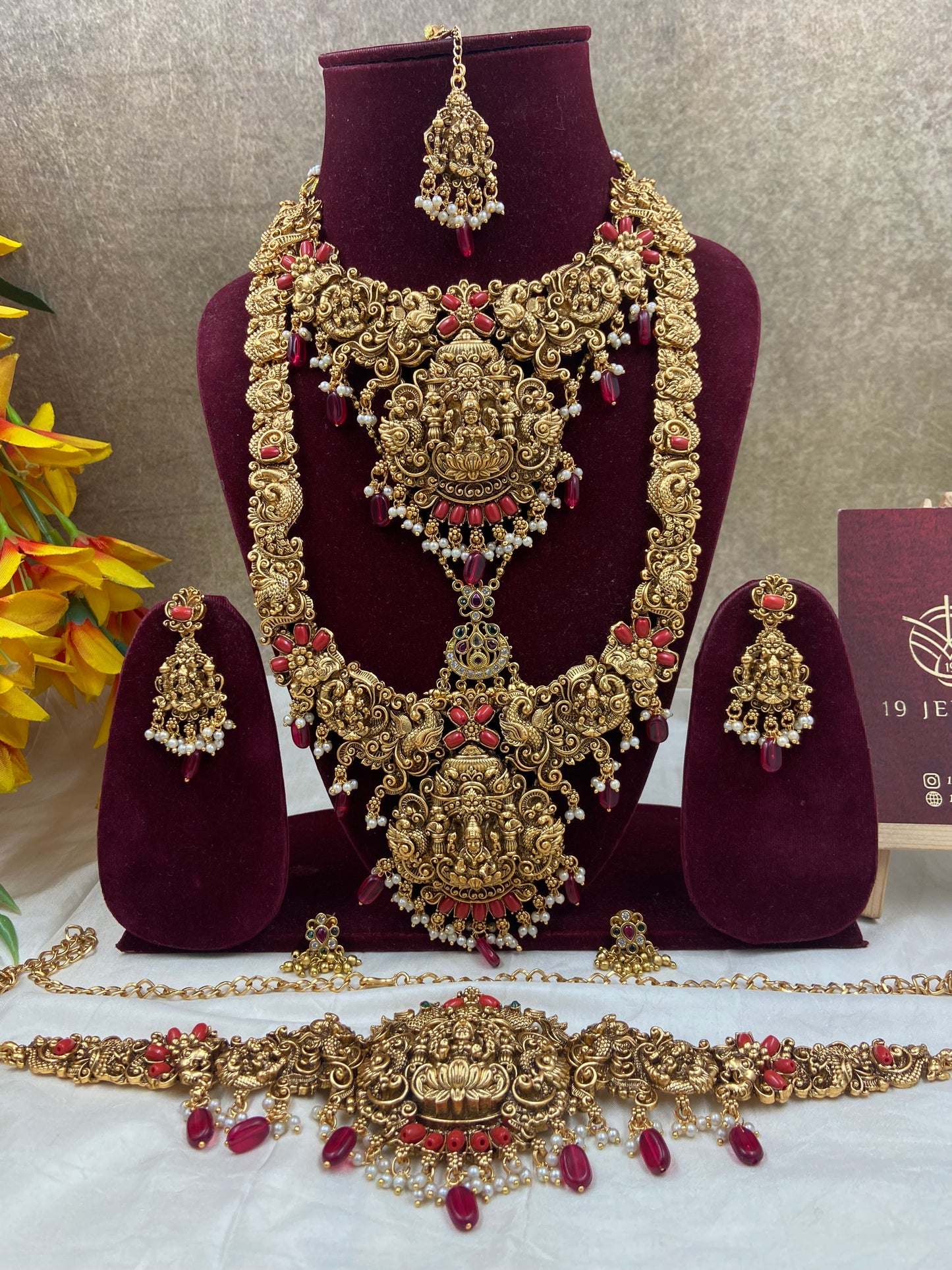 Ruby and emerald Lakshmi semi bridal jewellery Sb443