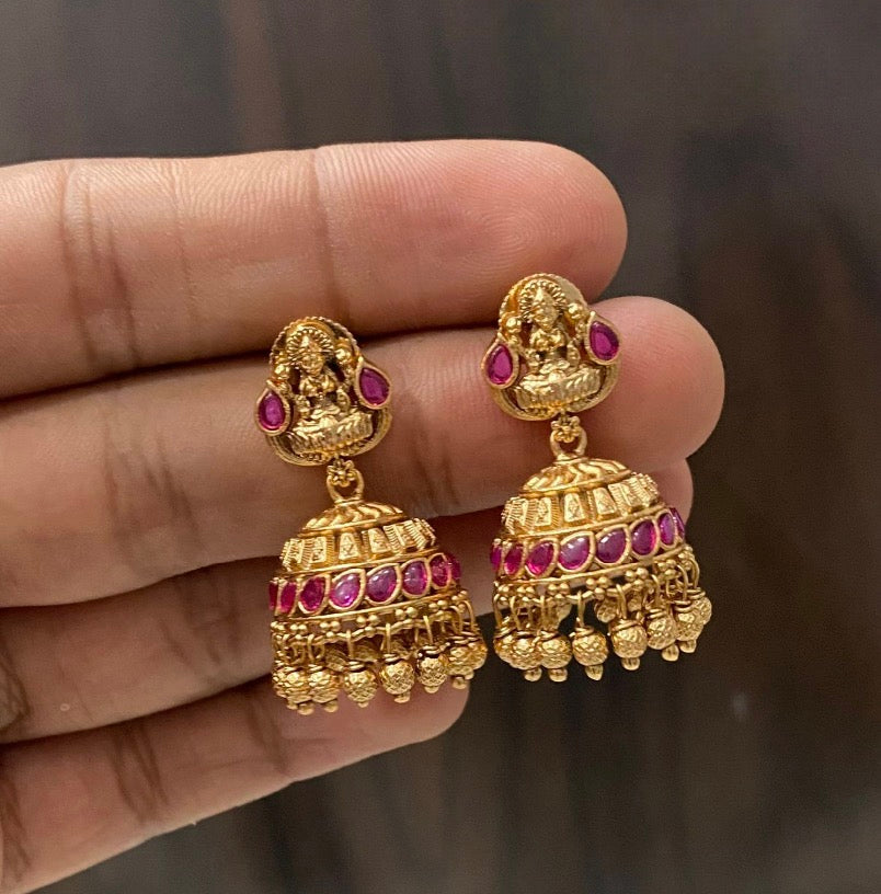 Cute lakshmi ruby gold alike Jumka Jm164
