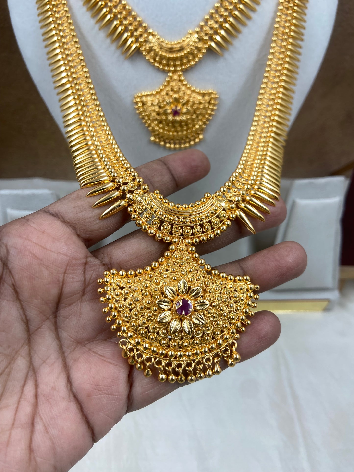 Gold replica combo haram jewellery Sb780-E15