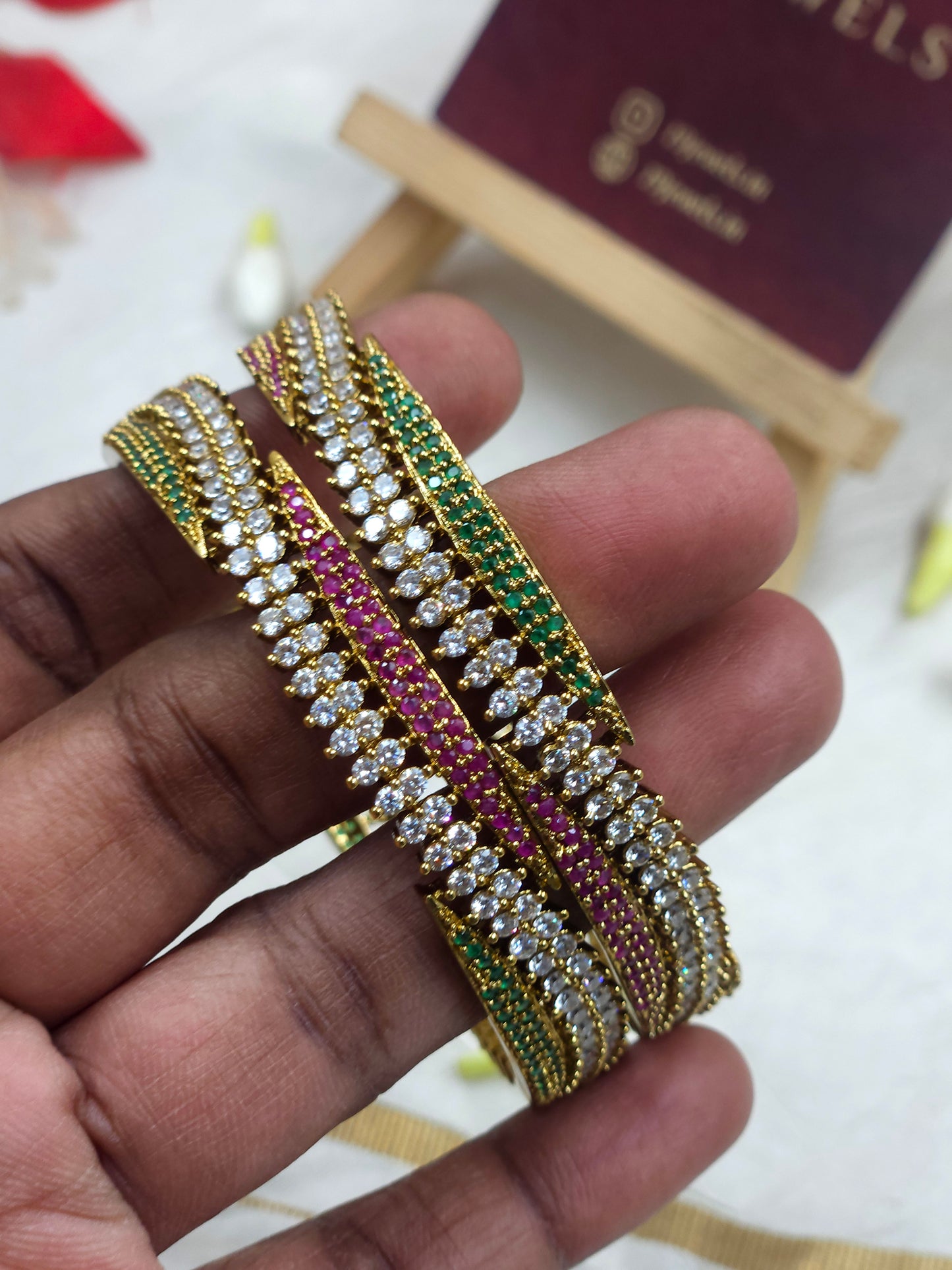 Premium cz multi colour stone bangle Bn140