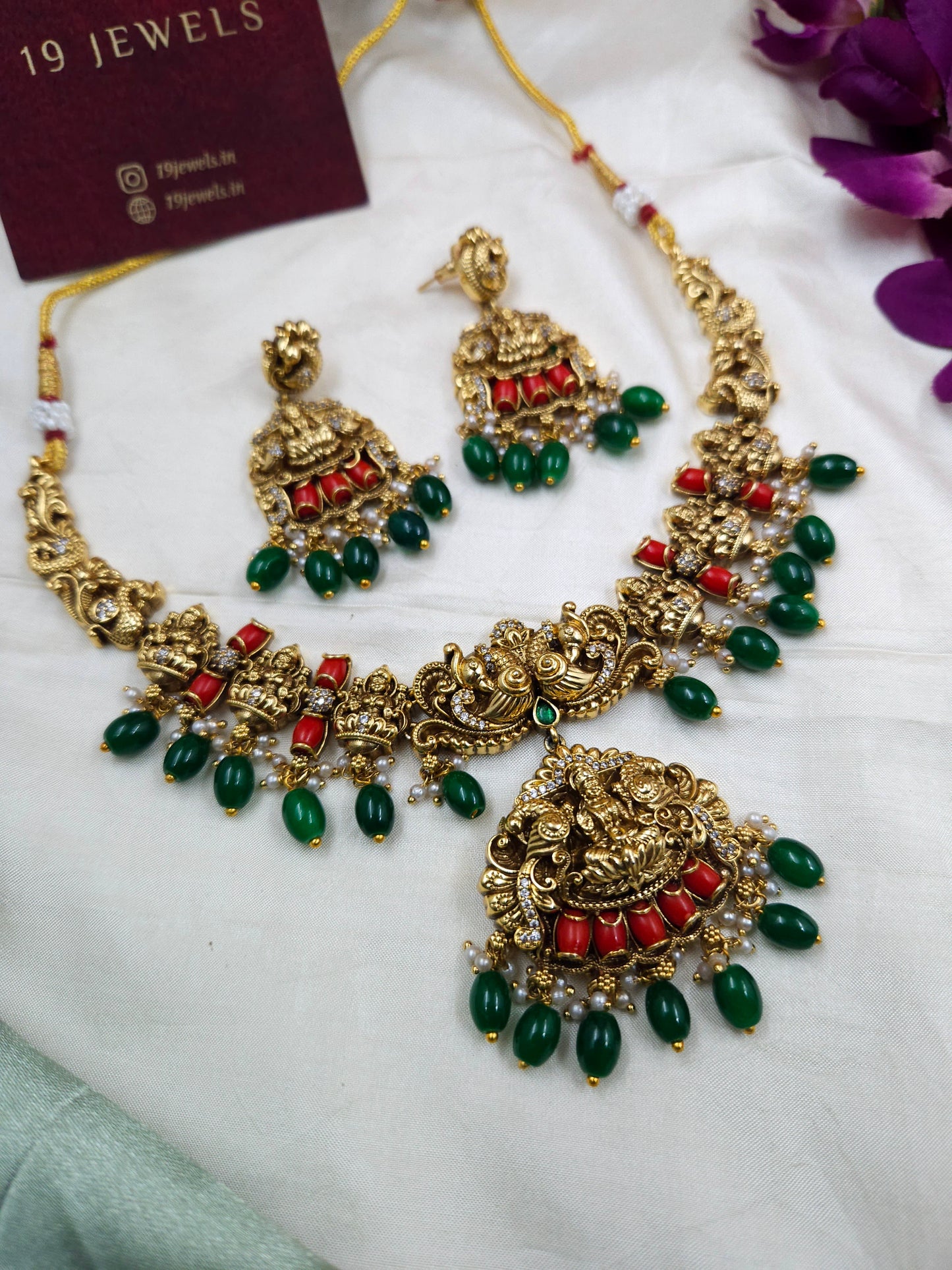 Premium cz coral necklace N645