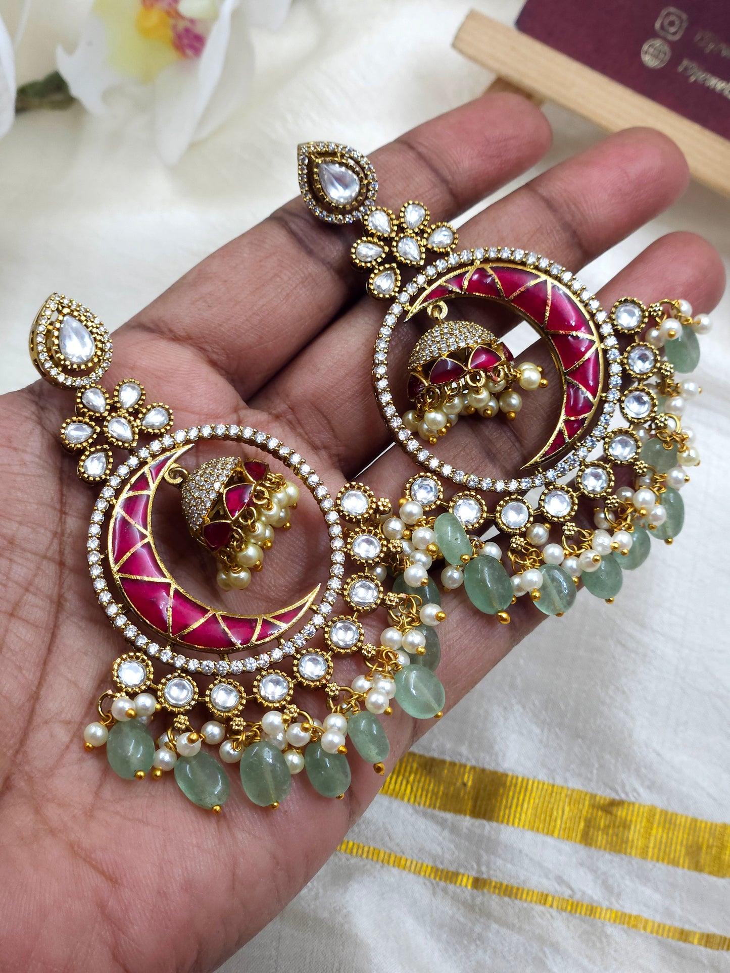 Kundan crescent bali jumka Jm269