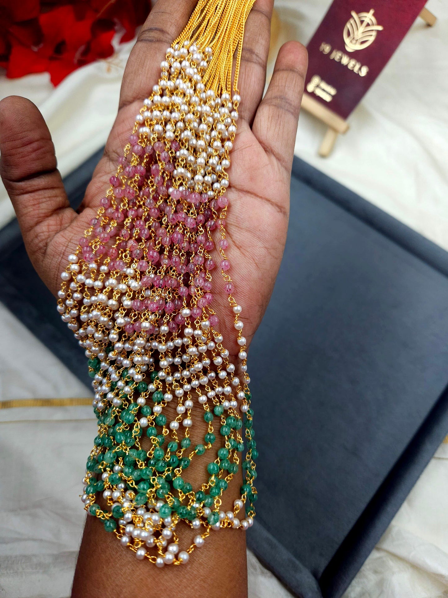 15 lines multi colour pearl mala N935