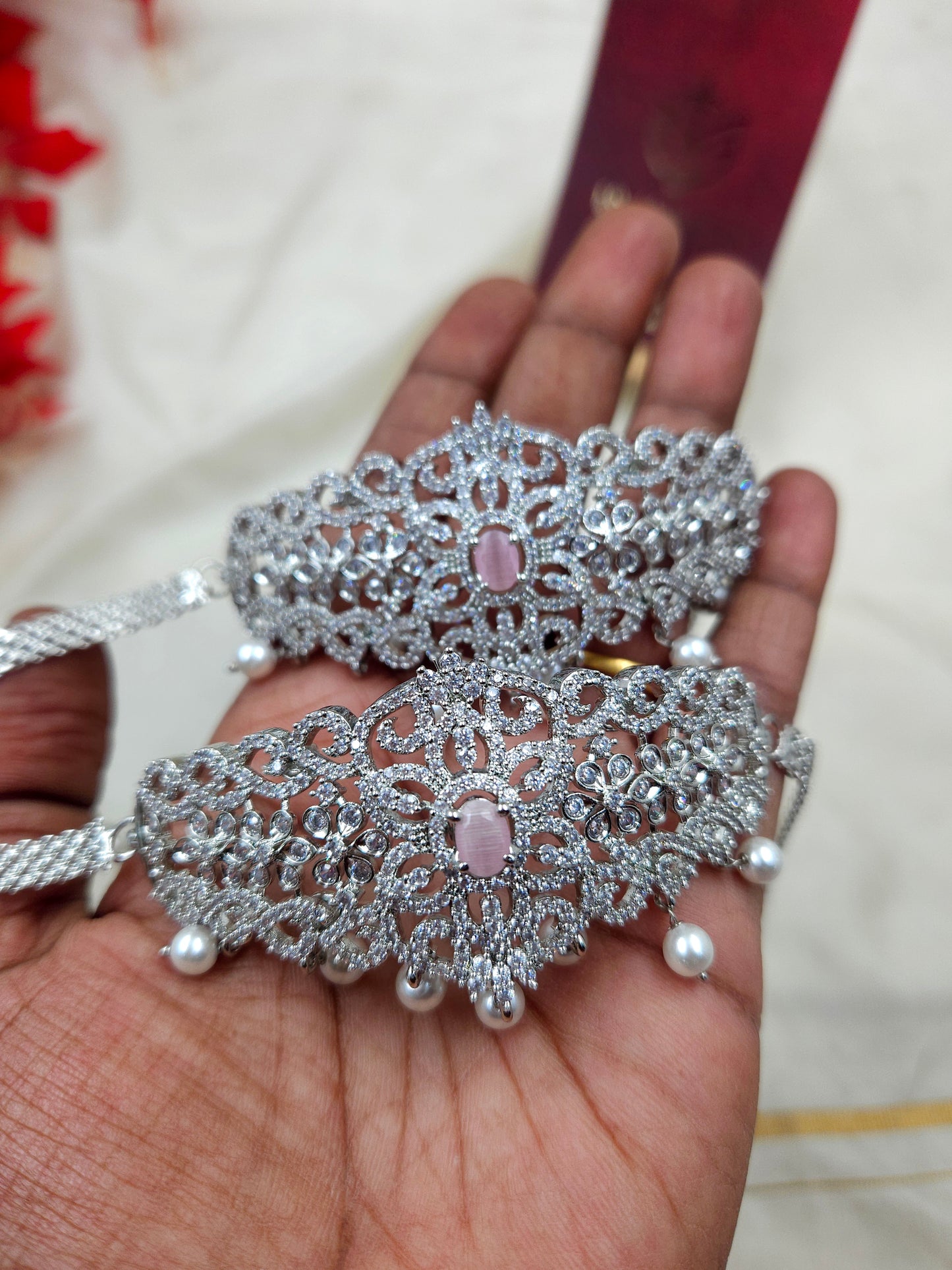 Premium silver diamond arm chain vangi Vn010