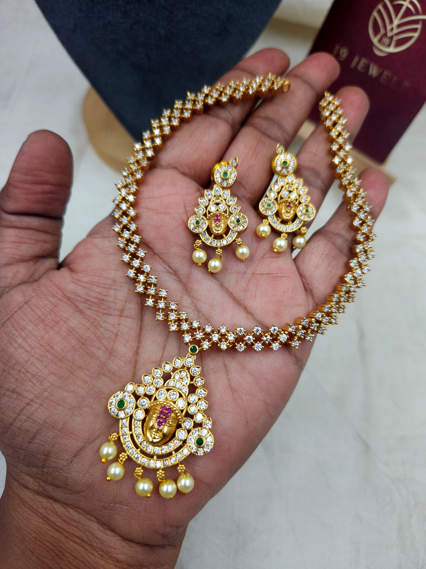 Ad cz balaji necklace set N1057