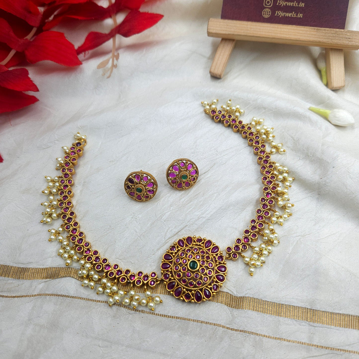 Cz pearl necklace N094