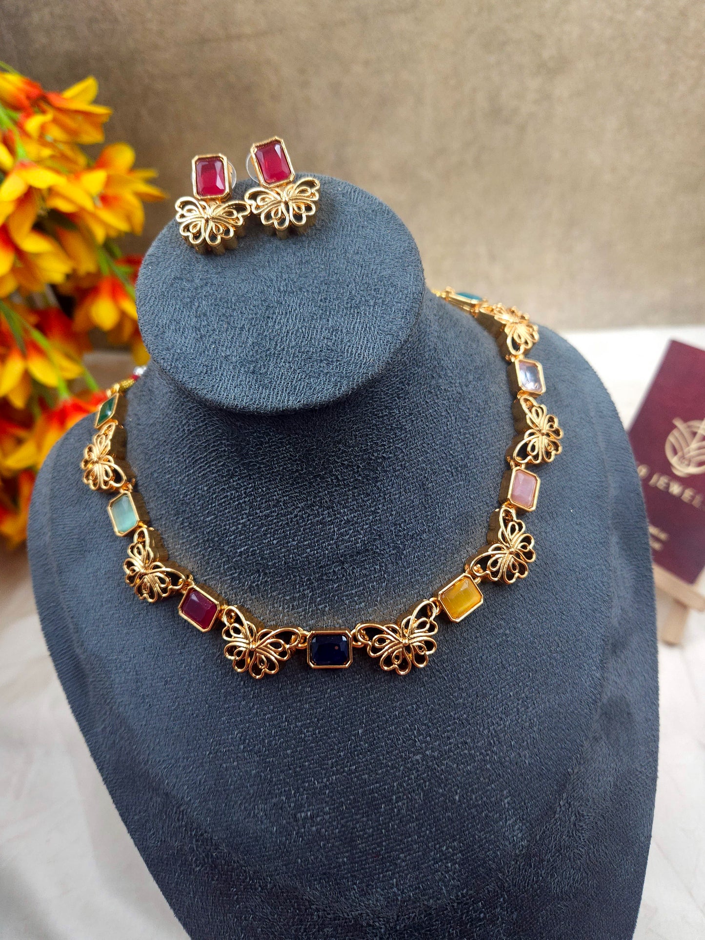 Butterfly multi colour necklace N913