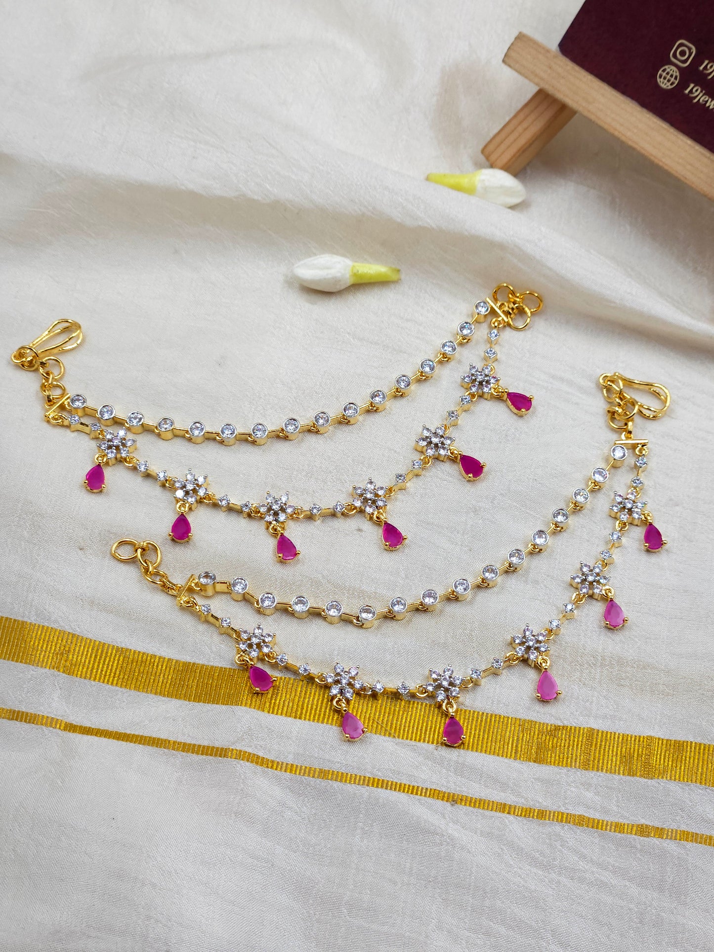 Ad ruby Ear chain Ea096