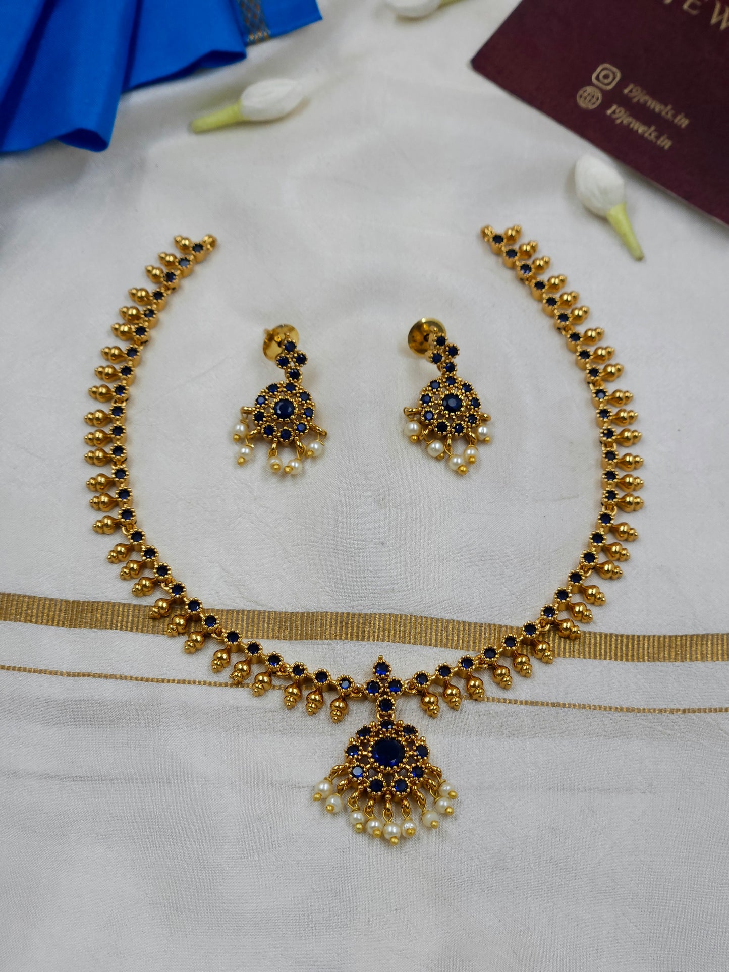 Cz royal blue necklace N1669