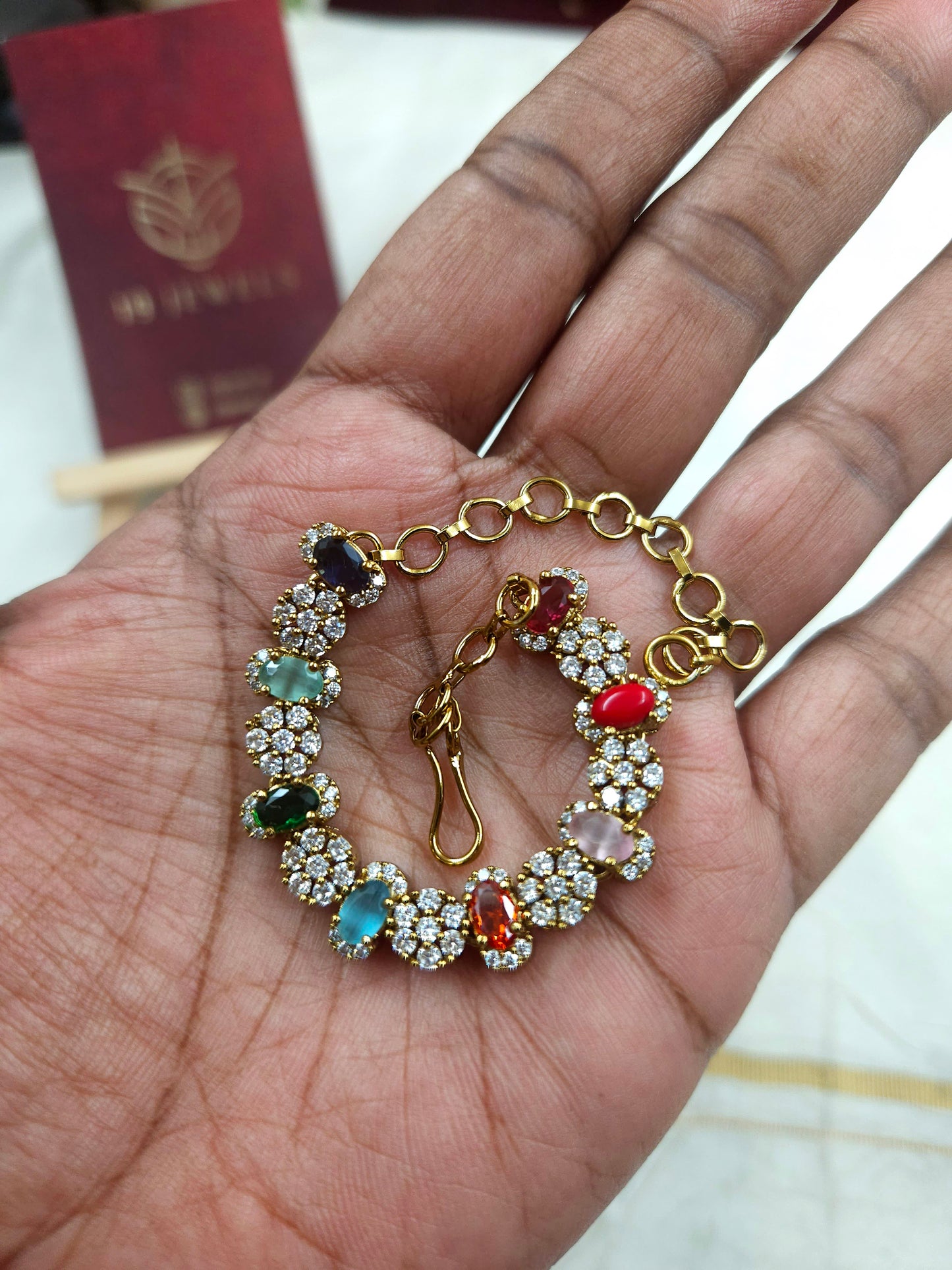 Multi colour ad stone bracelet Bn079