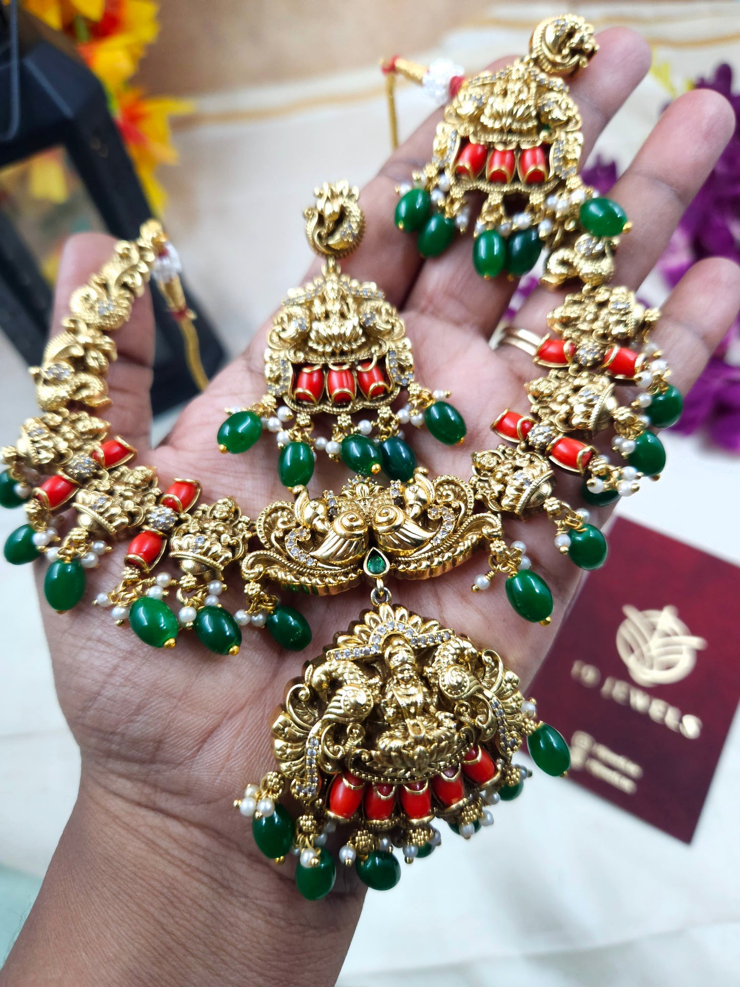 Premium cz coral necklace N645