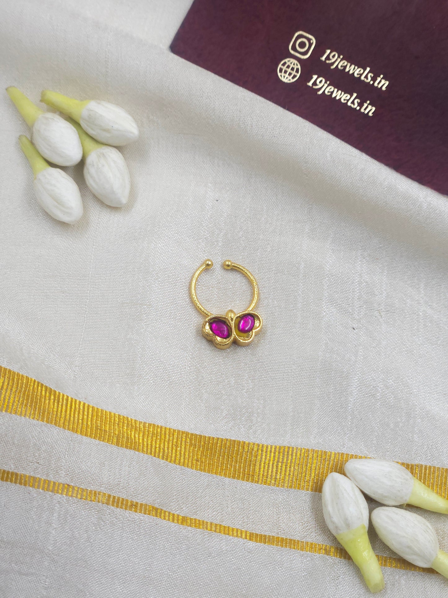Jadau butterfly nath / septum ring 397-J4