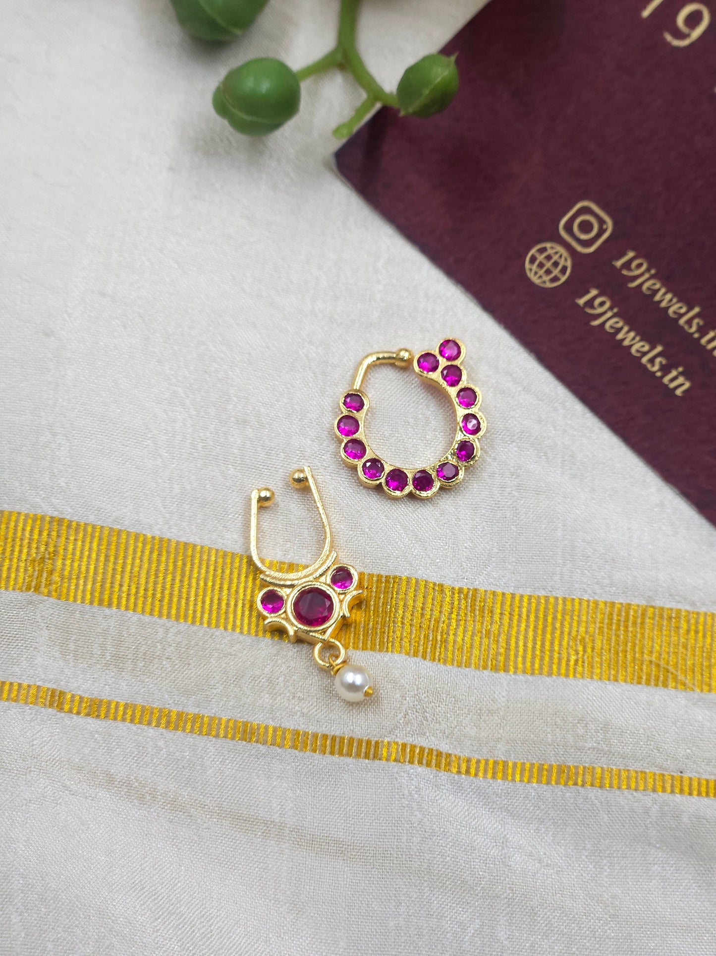 Ruby Nose pin & nath combo 245