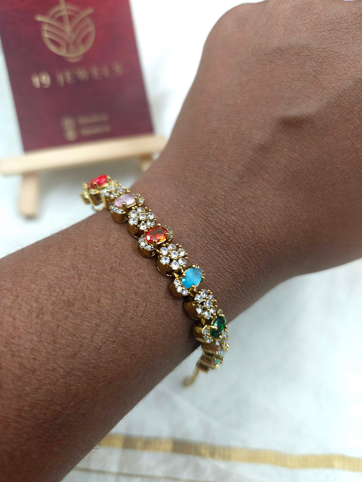 Multi colour ad stone bracelet Bn079