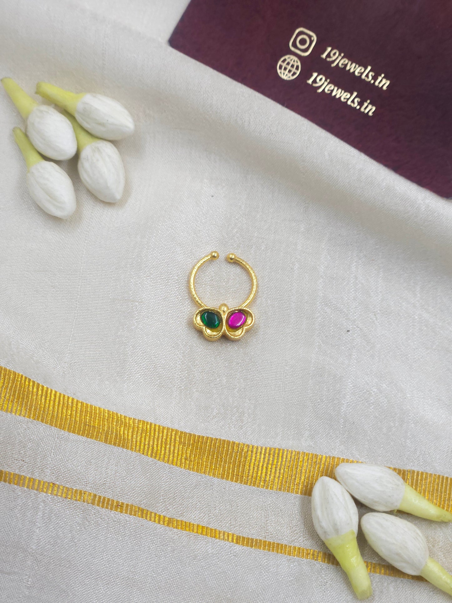 Jadau butterfly nath / septum ring 399-J4
