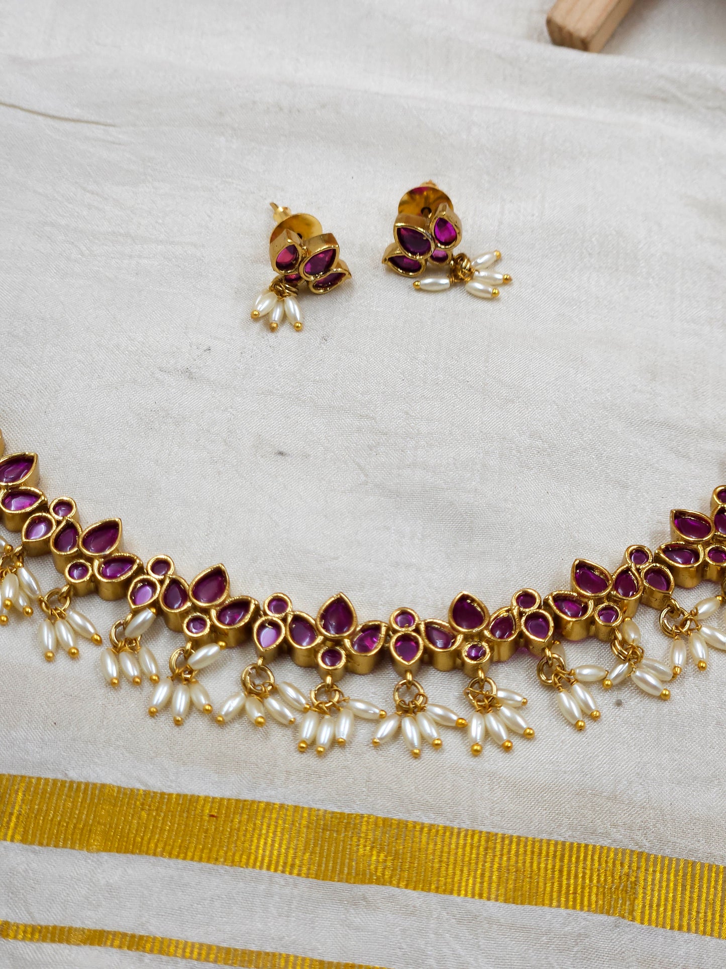 Ruby rice pearl necklace N1452-B2