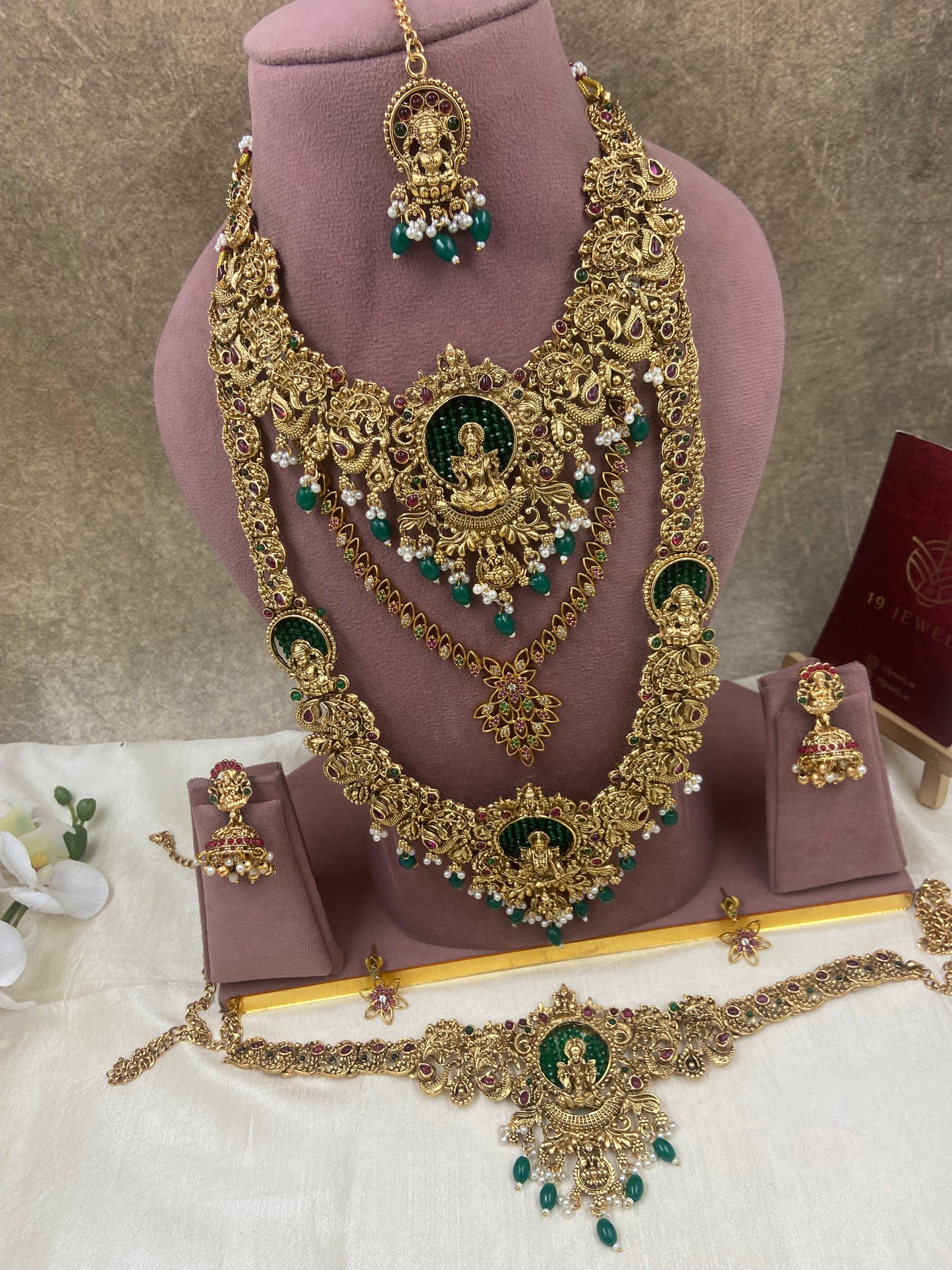 Green beaded semi bridal jewellery Sb621