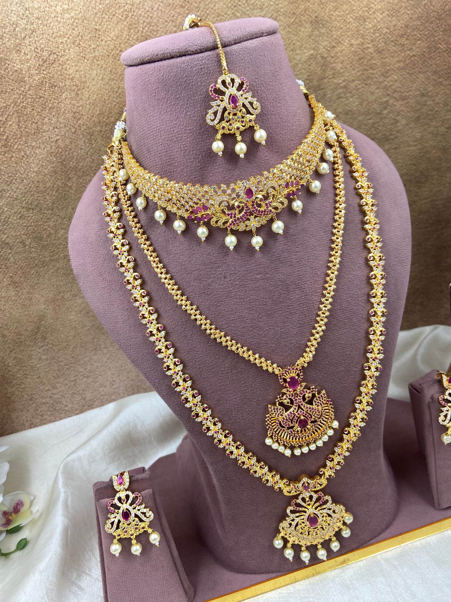 Cz combo necklace haram set Sb730-D17