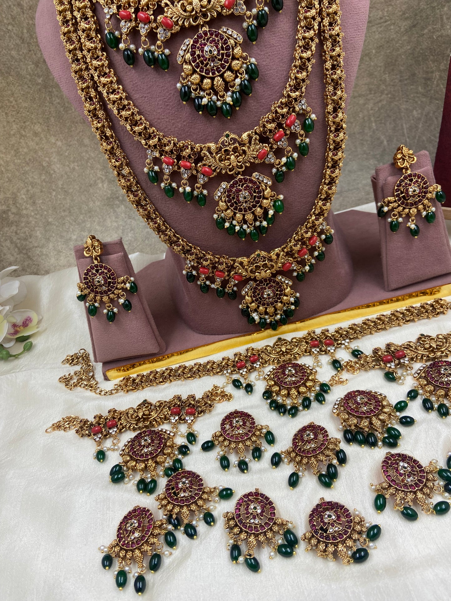 Coral emerald non idol full bridal jewellery Br205