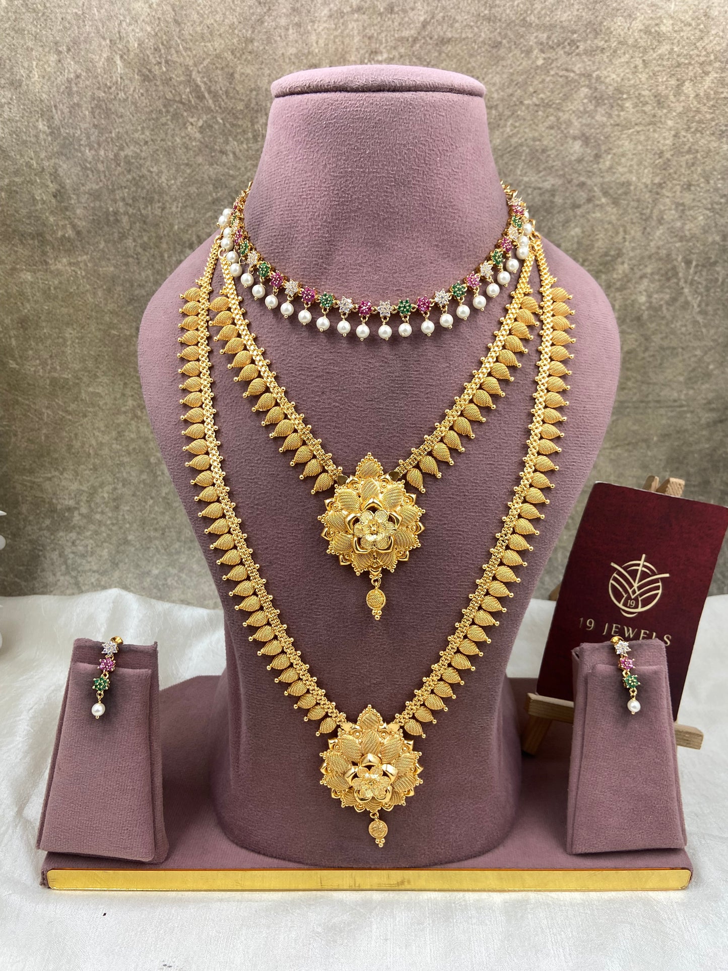 Gold replica combo haram jewellery Sb702-E15-C1