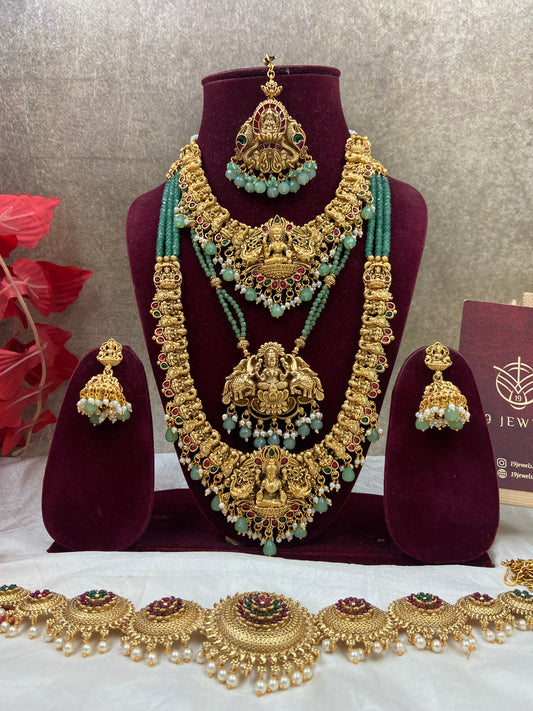 Lite green beaded semi bridal jewellery Sb525