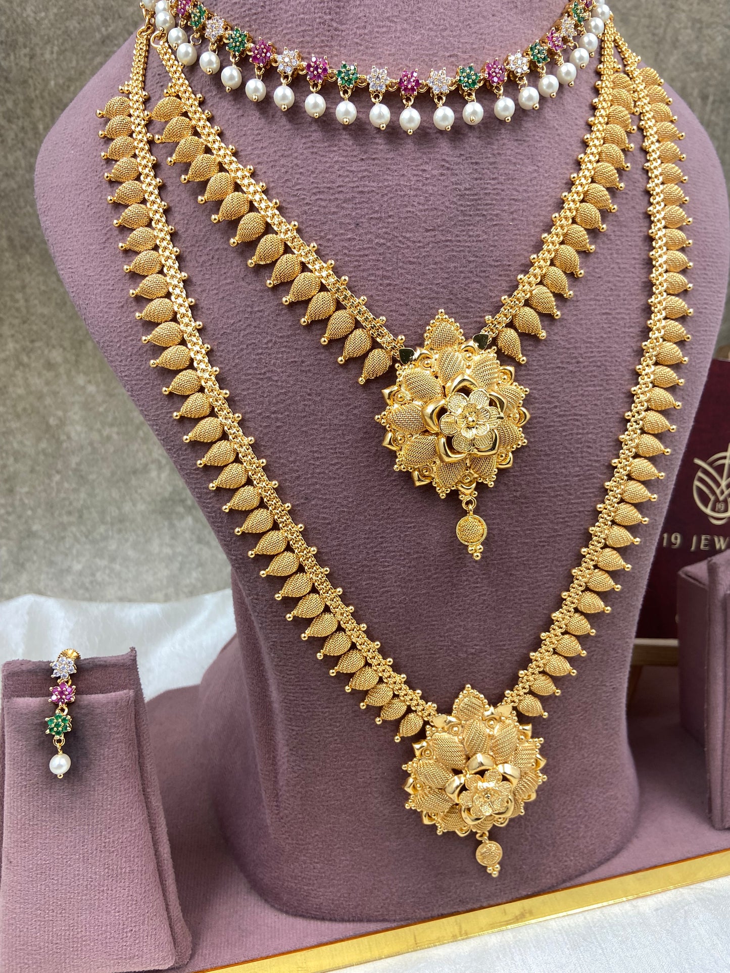 Gold replica combo haram jewellery Sb702-E15-C1