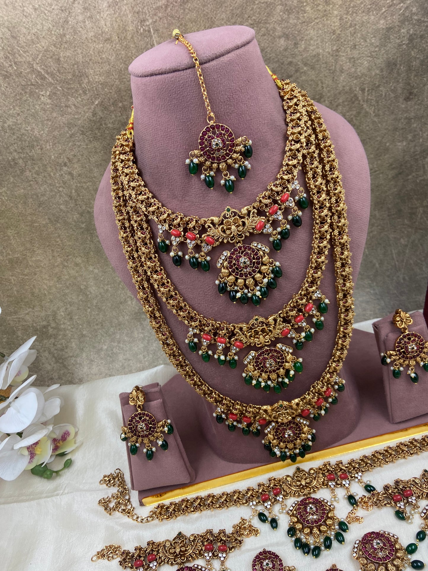 Coral emerald non idol full bridal jewellery Br205