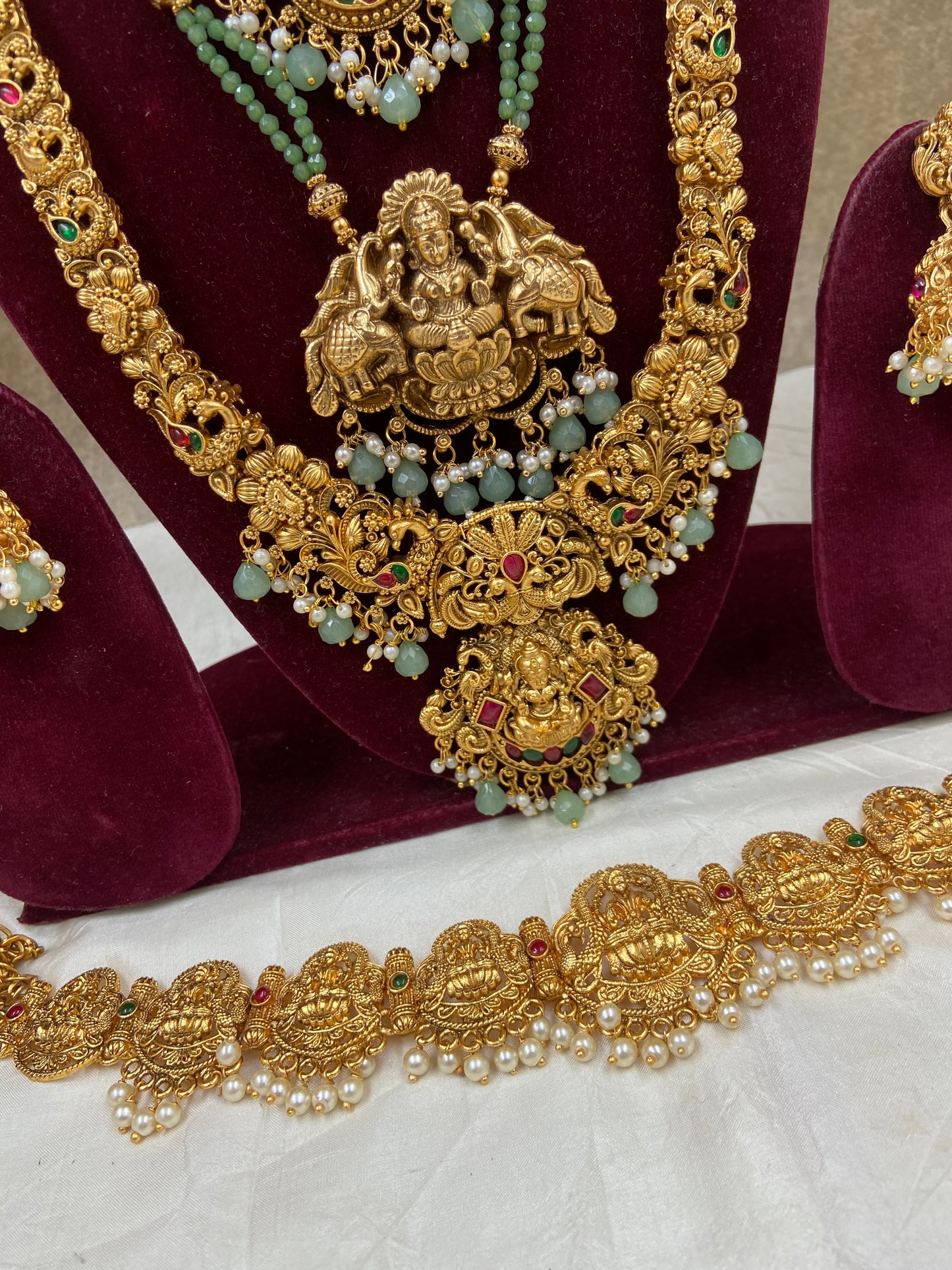 Lite green semi bridal jewellery Sb477