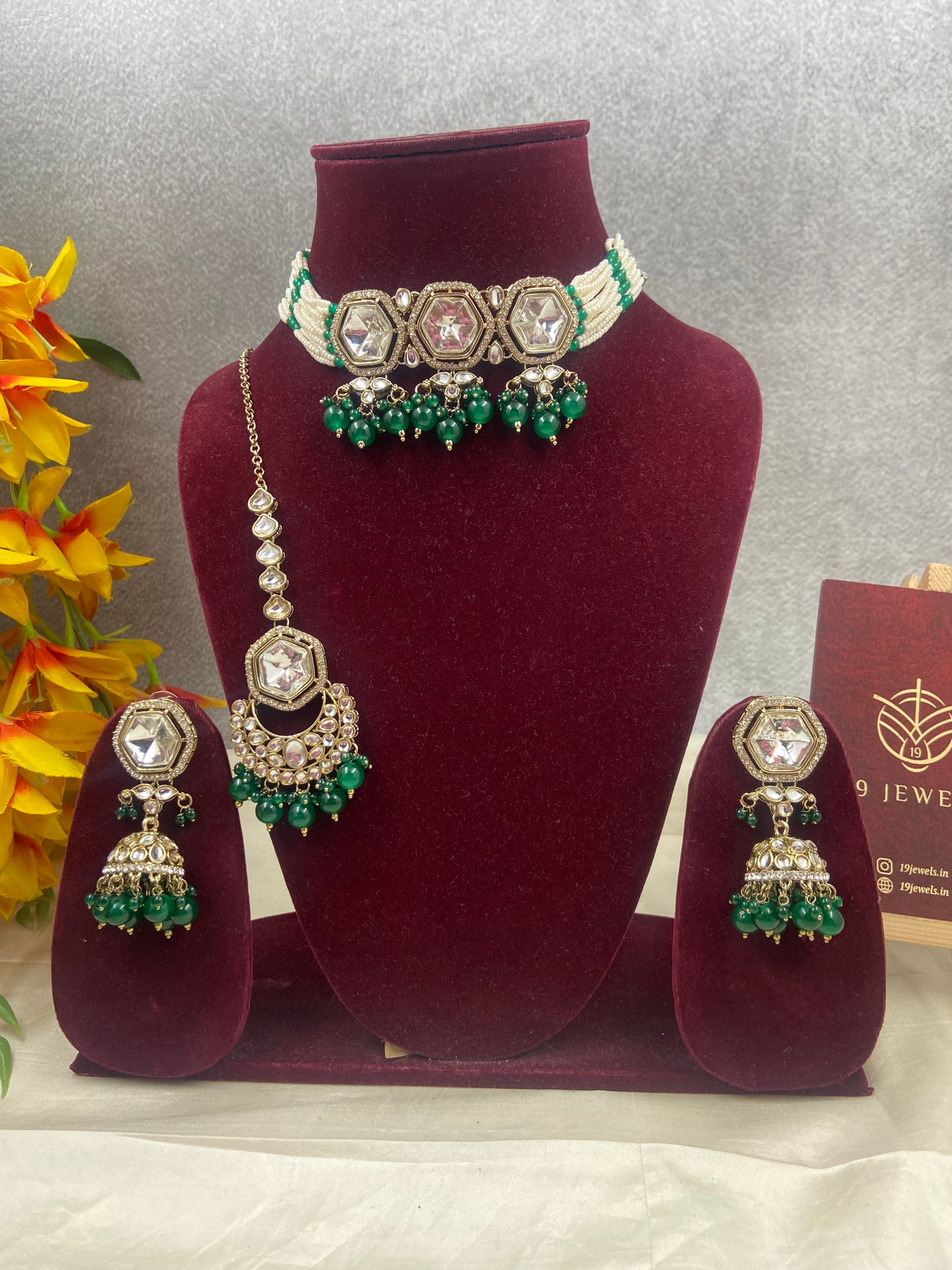 Premium kundan mehndi finish choker N771