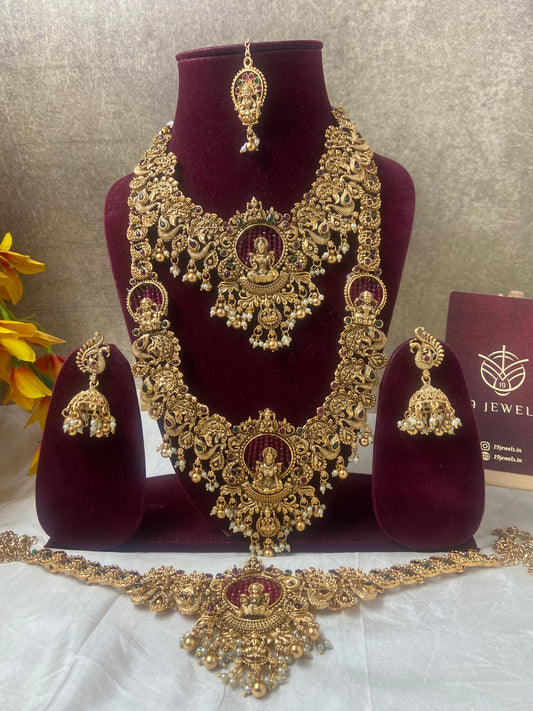 Red beaded semi bridal set Sb459