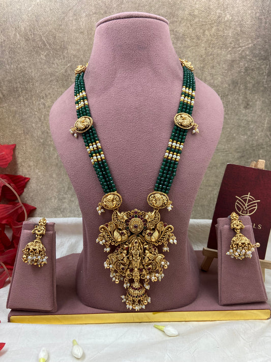 Long green beaded haram N1062