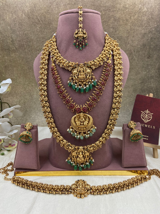 Green beaded semi bridal jewellery Sb647