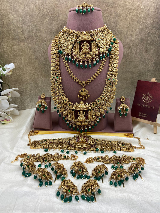 Grand green beaded full bridal jewellery Br249