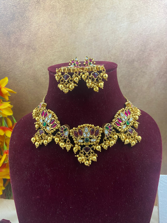 Brass lotus choker N535