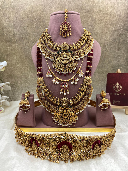 Grand red beaded semi bridal jewellery Sb695