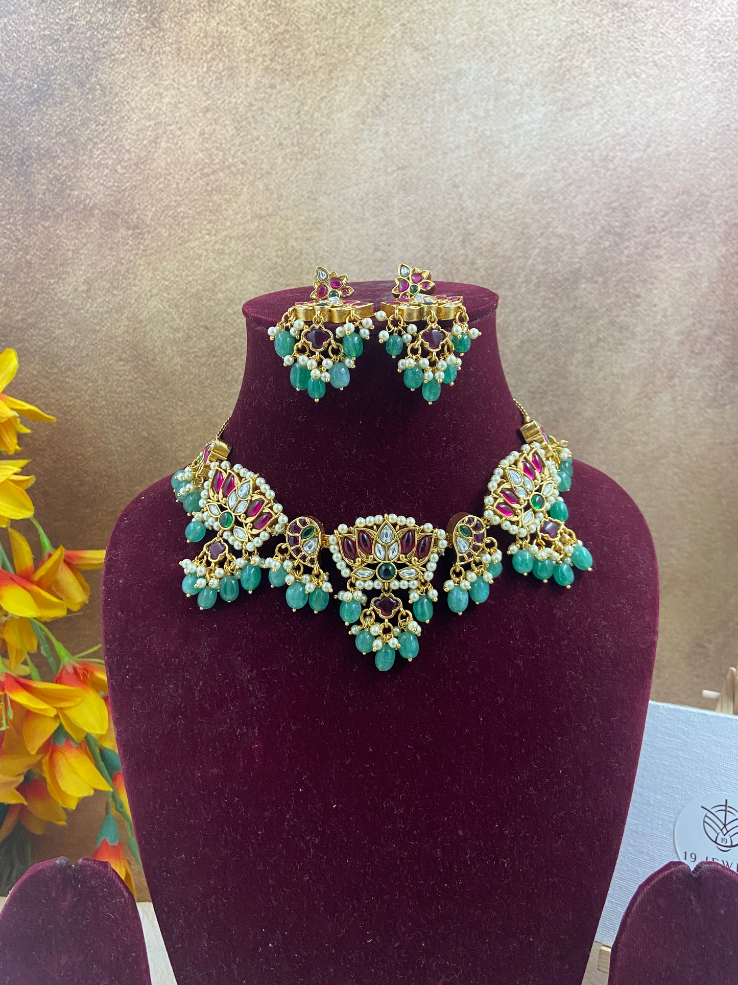 Brass lotus choker N534
