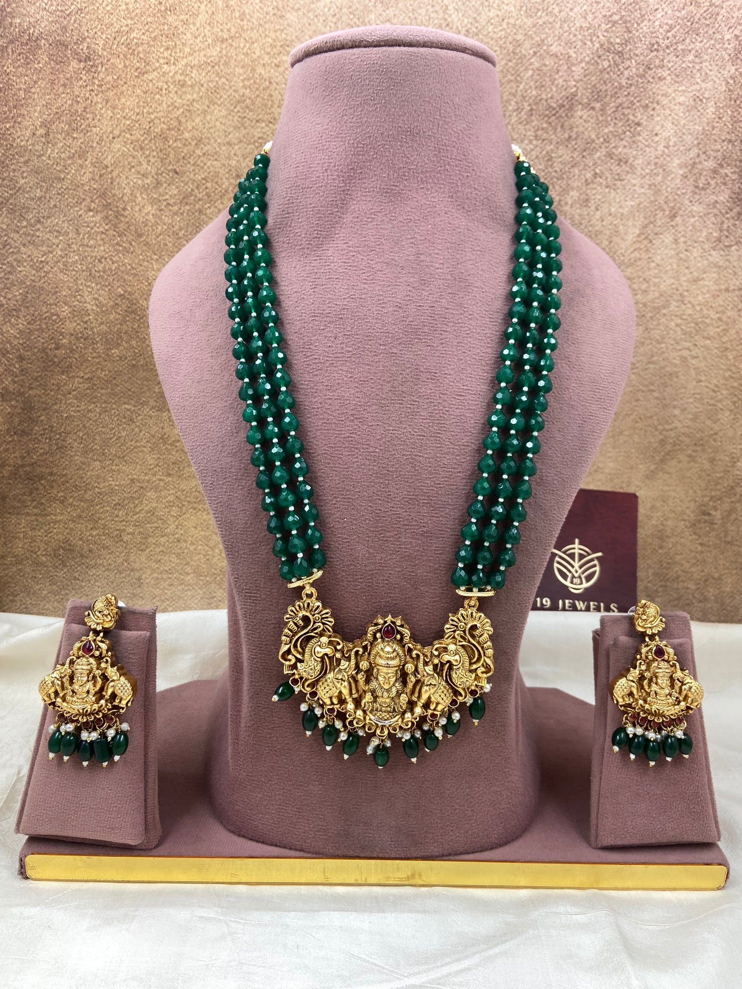 3 line Green beaded Long haram N1507-C4