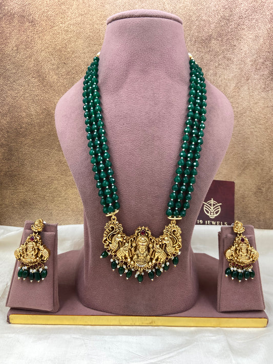 3 line Green beaded Long haram N1507