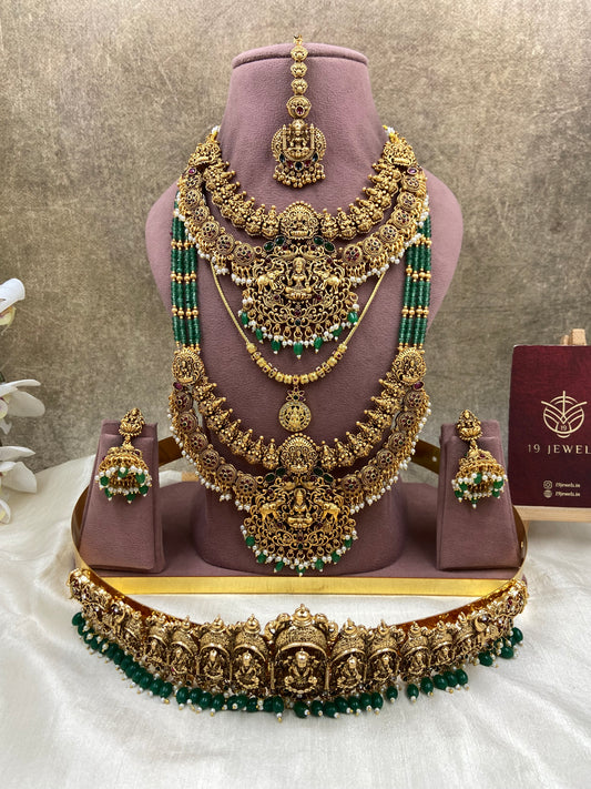 Grand green beaded semi bridal jewellery Sb696