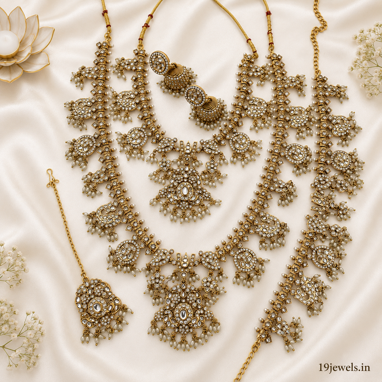 White stone semi bridal jewellery set Sb794