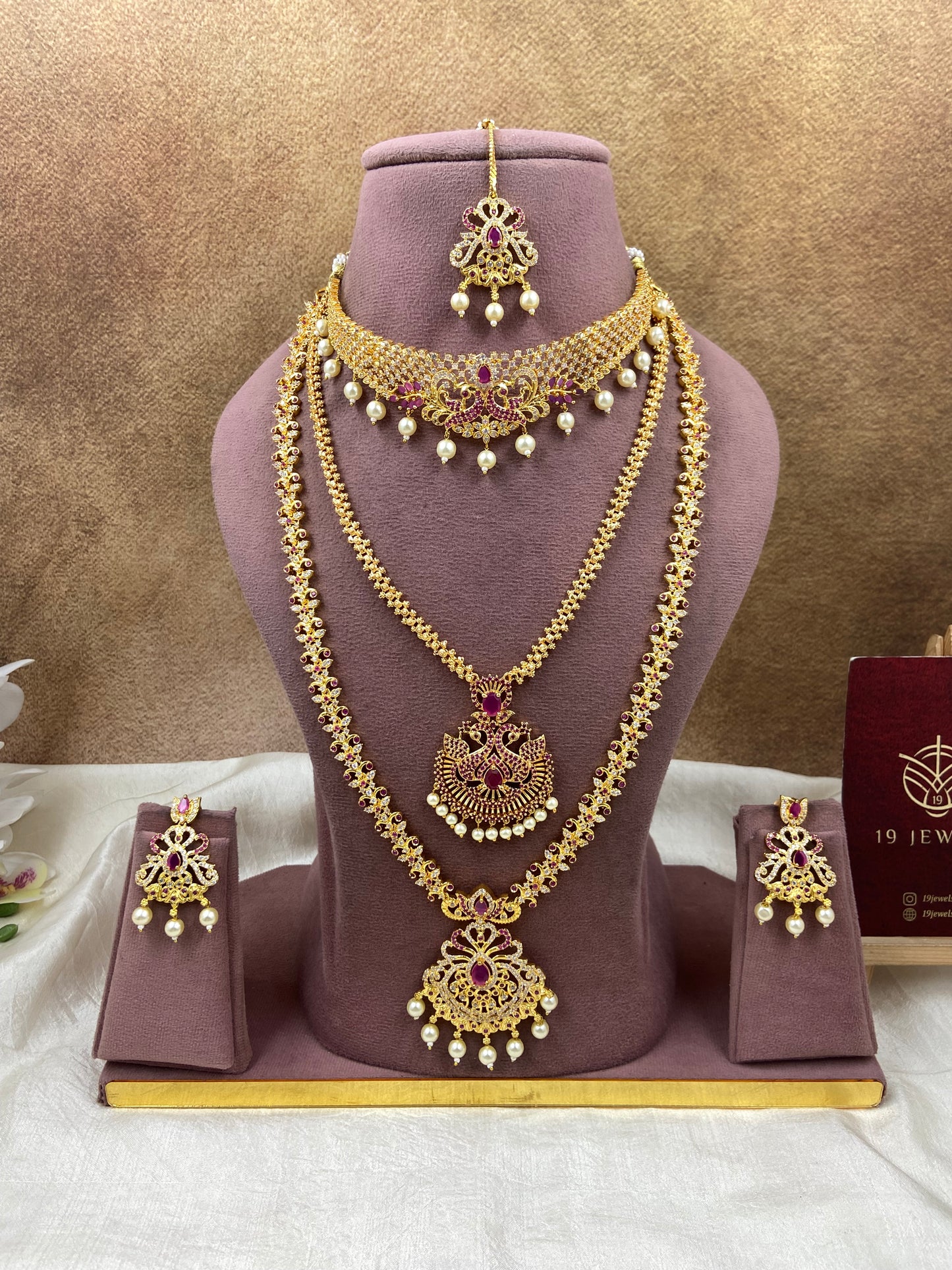 Cz combo necklace haram set Sb730-D17