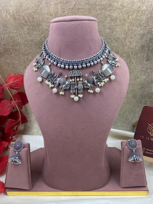 Silver jewellery 2 necklace Ge022