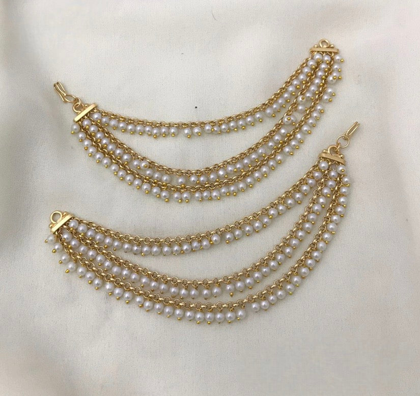 Brass Pearl earchain Ea027
