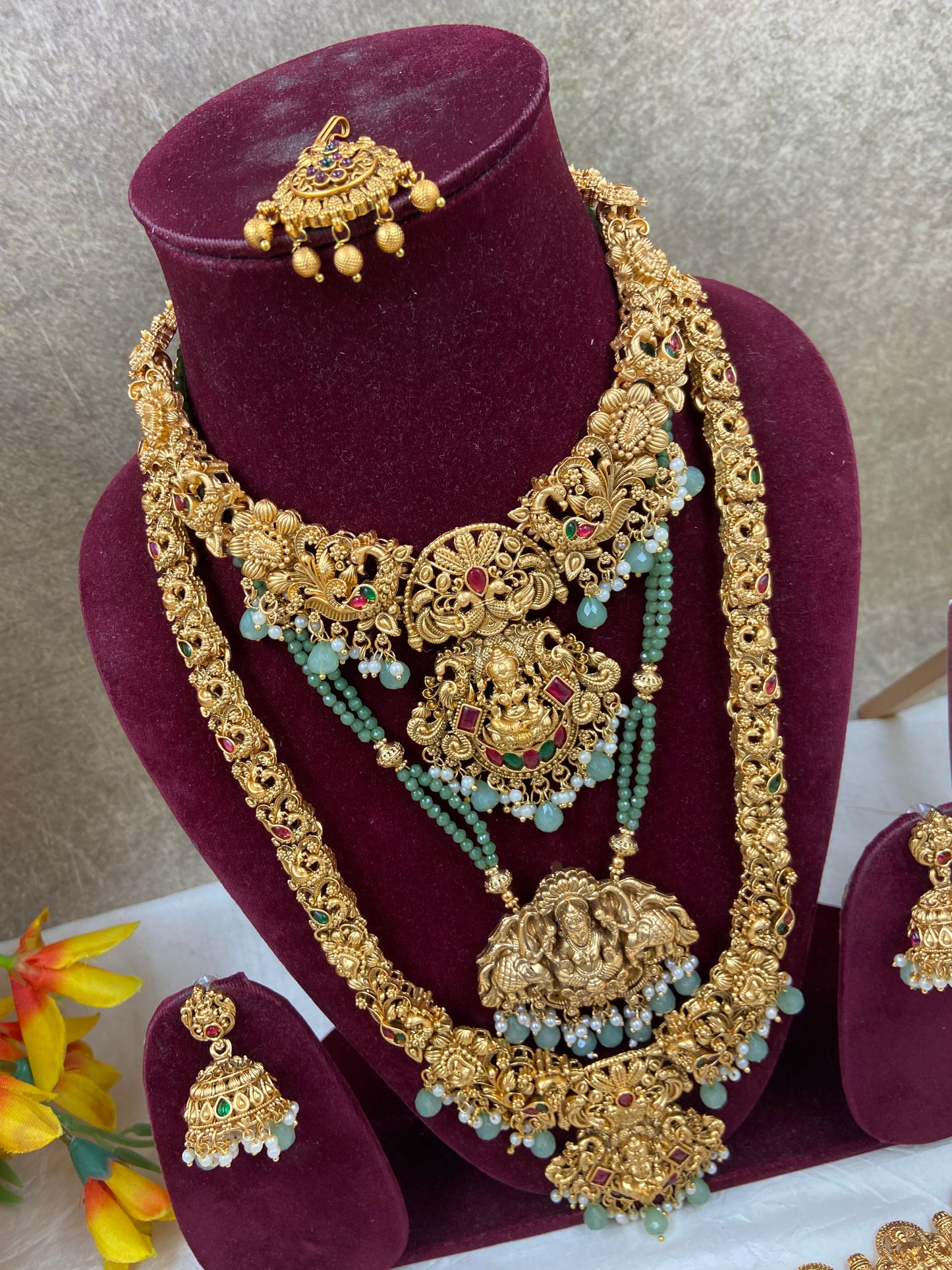 Lite green semi bridal jewellery Sb477