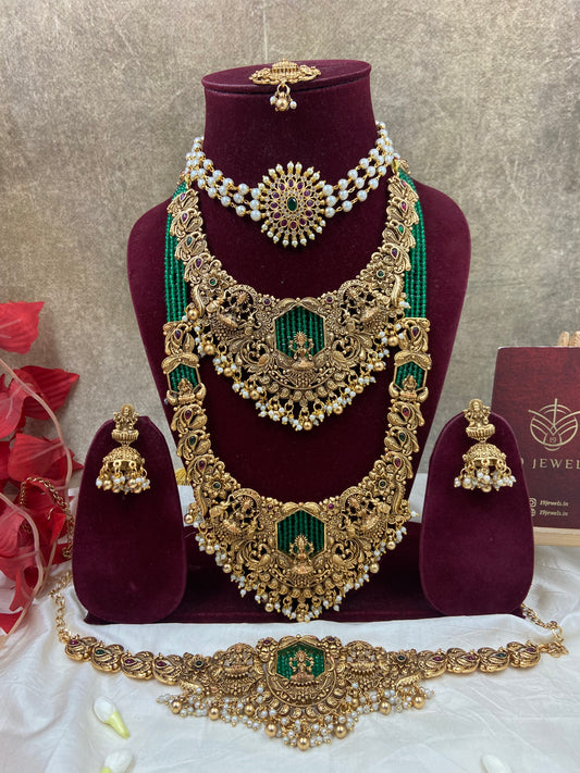 Green beaded semi bridal jewellery Sb554