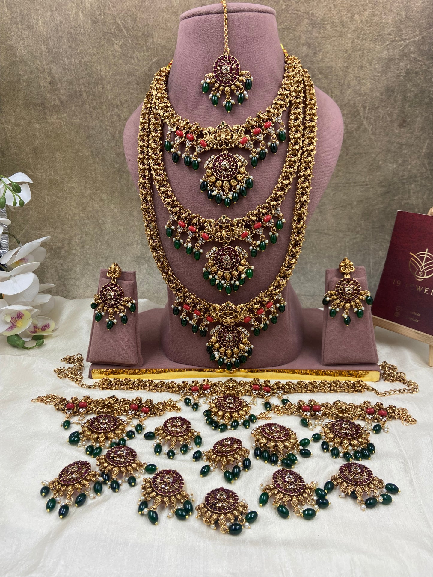 Coral emerald non idol full bridal jewellery Br205