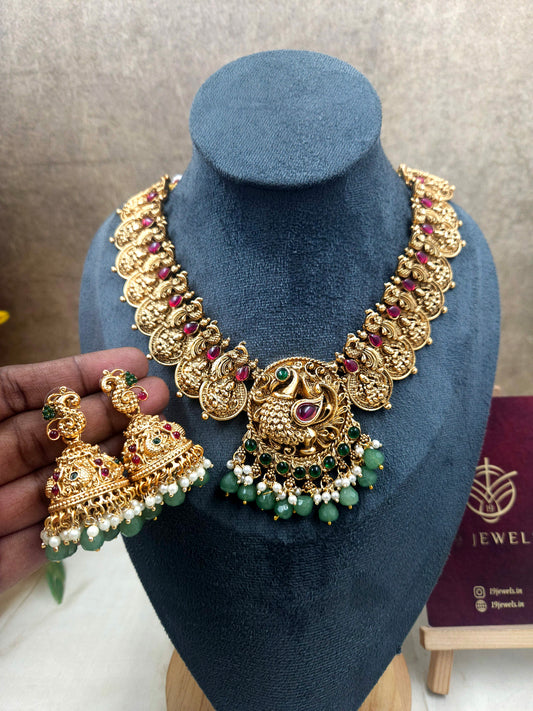 Peacock coin necklace N805