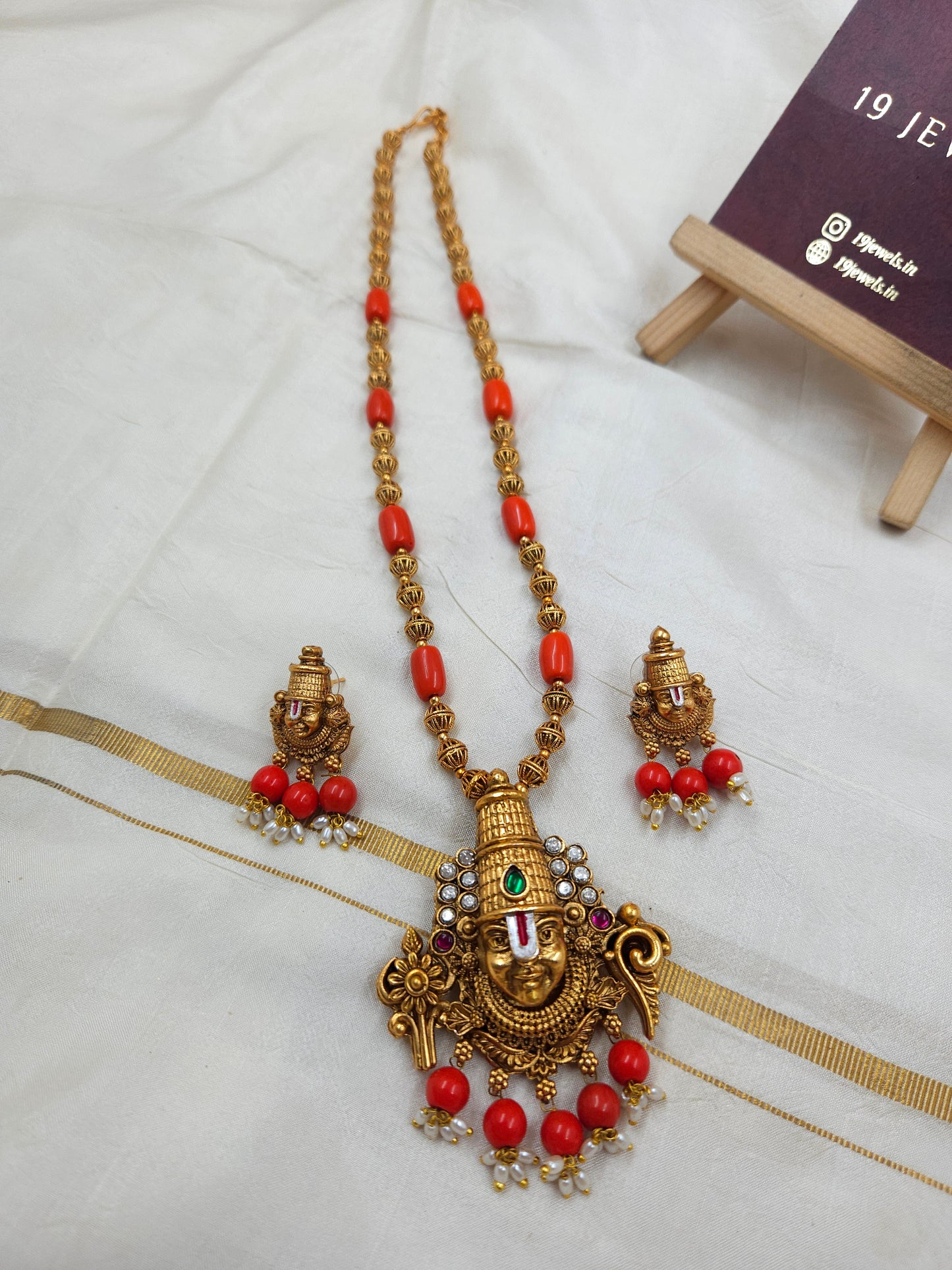 Balaji coral necklace mala N1519-A9