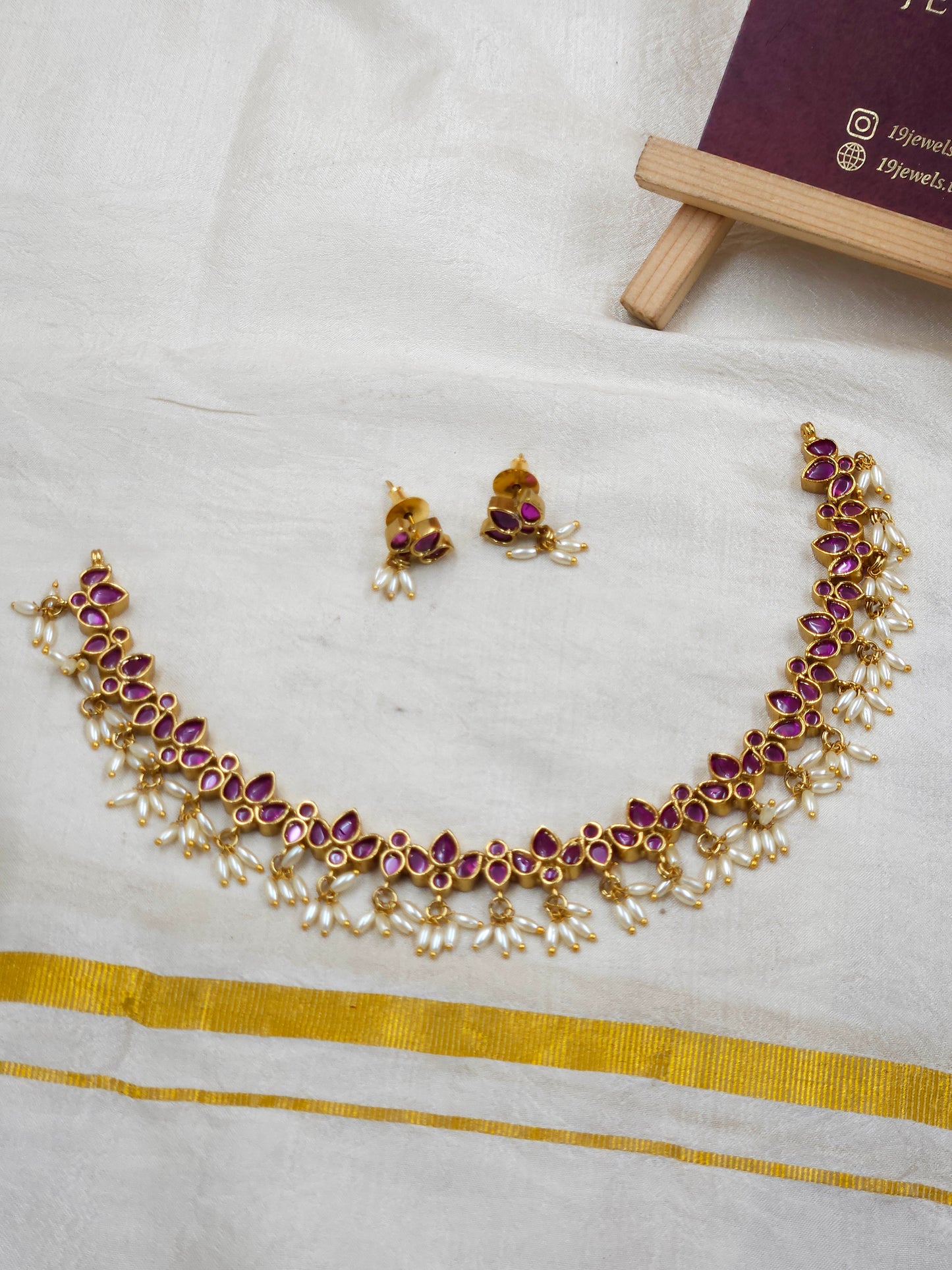 Ruby rice pearl necklace N1452-B2