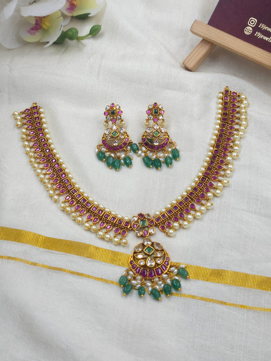 Traditional kempu adigai necklace N1357